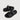 Braun Buffel black leather slide sandals in arranged display